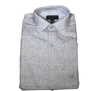 Alfani Men's Slim-Fit Dash-Print Dress Shirt white cobalt 14-14.5  32-33 $65